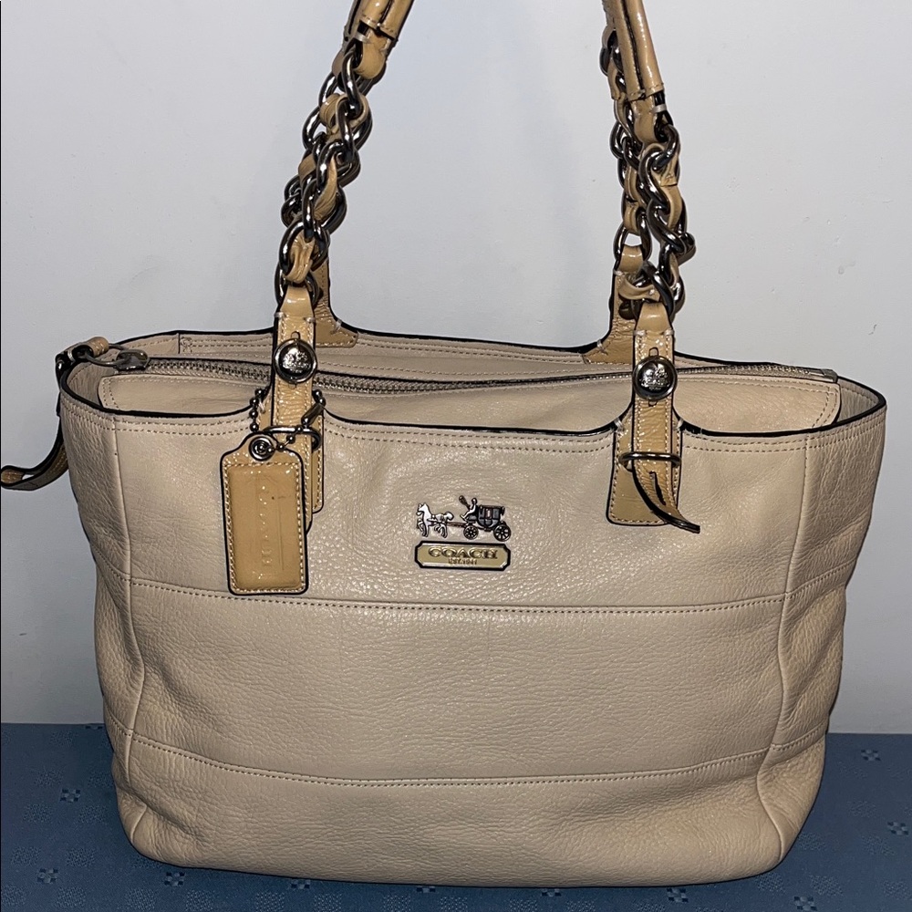 Coach Cream Tote Bag with Tan Accents